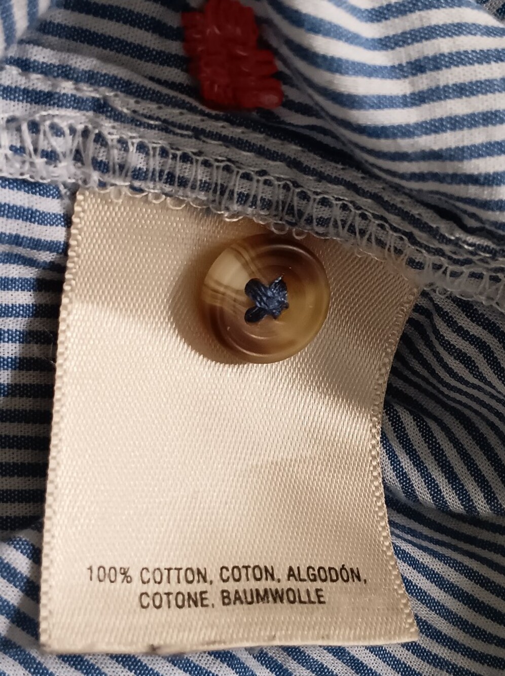Maeve Agra Cotton Embroidered Floral Button Long Sleeve Striped Shirt Sz 10 - Picture 7 of 7